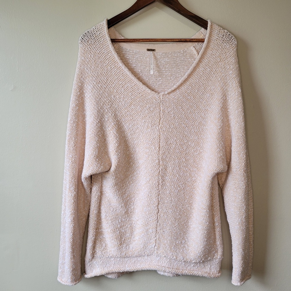 Free People Bright Lights Pullover Knit Sweater Light Peach Oversized Size Small